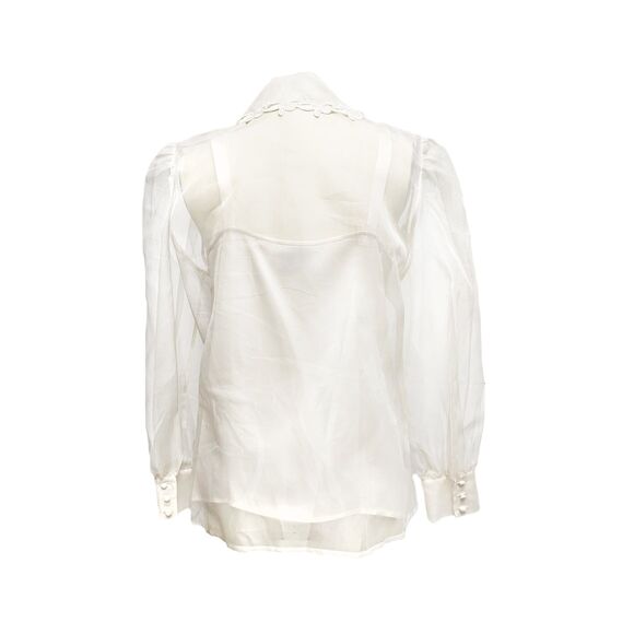 1970s Francesca of Damon Sheer Silk Blazer Blouse - 2 Pices - Picture 3 of 4